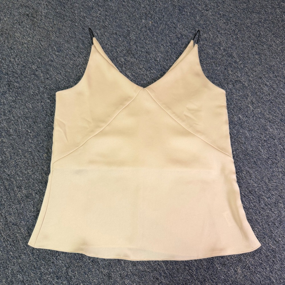 All Row Champagne Satin V-Neck Camisole Spaghetti Strap Tank Top Small TM1403